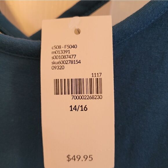 NWT Lane Bryant teal cold shoulder long-sleeved blouse - Picture 5 of 9